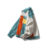 Varsity Jacket Vintage Autumn Jacket Campus Cool Smart Color Contrast Patchwork Three-Dimensional Pocket Coat Men