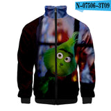 Grinch Hoodie 3D Printed Stand Collar Zipper Sweater for Men and Women