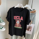 UCLA T Shirt Loose Letter Bear Print T-shirt Spring And Summer Short Sleeve