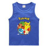 Children Pokemon Pikachu T Shirt Cotton Sweat Absorbing Sports Vest