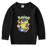 Children Pokemon Pikachu Hoodie Cotton T-shirt Crew Neck