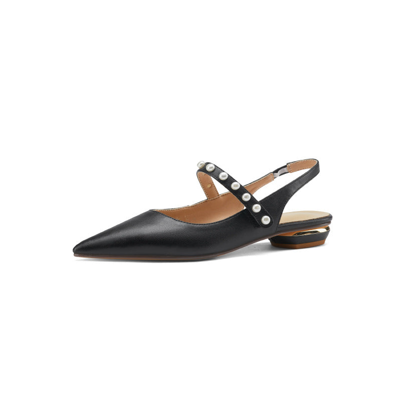 Flat Dress Sandals Spring/Summer Pointed Pearl Back Sandals