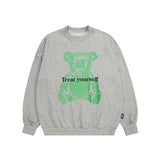 Preppy Aesthetic Sweatshirt Bear Printed Sweater Autumn Loose