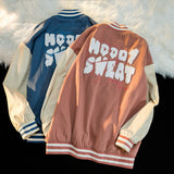 Baby Blue Varsity Jacket Baggy Coat Men's and Women's Jacket Autumn Baseball Uniform