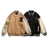 Black Varsity Jacket Fall Color-Blocking Jacket Men's Versatile Baseball Uniform Couple Coat Jacket