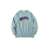 Mens Fall Outfits Retro Alphabet round Neck Knitted Jacket Oversize Pullover Sweater for Men and Women