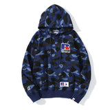 Shark Print Jacket Camouflage Male And Female Couples Wear Plus Size Loose Pullover Hoodie Sweater