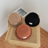 Beanies Solid Color Curling Dome Bucket Hat Women's Spring and Summer Cotton and Linen Painter Cap
