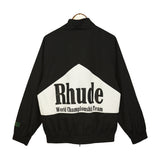 Rhude Hoodie Retro Patchwork Zip Men's and Women's Same Style Jacket Coat