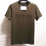 T Shirt Balmain T-shirt Short Sleeve Women's Clothing Cotton round Neck Letter Half Sleeve