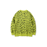 Mens Fall Outfits Vintage Leopard Print Sweater Men's and Women's Loose Couple Pullover Knitwear Coat