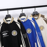 Baby Blue Varsity Jacket Baseball Jacket Men's Retro Loose Casual Jacket