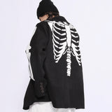 Men's Casual Suit Man Blzer Dark Skeleton Printed Blazer Men's Loose Lapels Jacket Small Suit