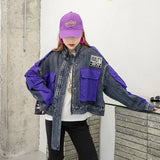 Spring Stitching Single-Breasted Denim Jacket Short Shipment Cardigan Patchwork Women Denim Jacket