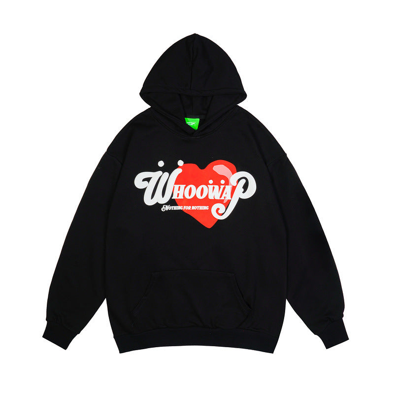 Mens Fall Outfits Vintage Love Printed Hoodie Male and Female Couples Wear Casual Sports Hoodie