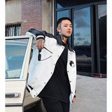 Cream Color Varsity Jacket PU Leather Jacket Coat