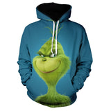 Grinch Hoodie Green Fur Monster 3D Digital Printing Men's Clothing Loose Sweater