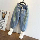 Toddler Boys Pants Boys Ankle-Tied Jeans Leisure