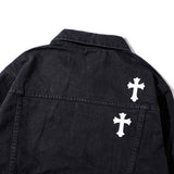 Men Denim Coat Jean Jackets Cross Patch Denim Jacket Men's Dark Polo Collar Jacket Denim Jacket