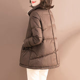 Women Winter Coats Puffer Jacket Down Coat Winter Drawstring Lightweight Down Jacket Stand Collar White Down Jacket