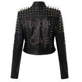 Women Leather Jacket Biker Motorcycle Coat Short Motorcycle Leather Coat