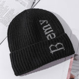 Men Winter Hats Men's Hat Autumn and Winter Solid Color Letter Embroidery