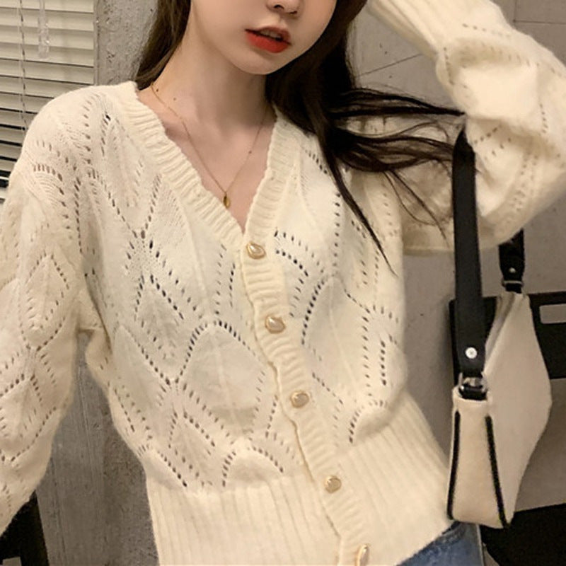 Preppy Aesthetic Sweater Spring and Autumn Sweater Women's Long-Sleeved Knitted Cardigan Jacket