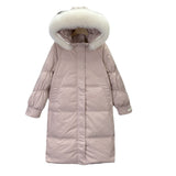 Women Winter Coats Puffer Jacket Down Coat White Duck Down Jacket Hooded Thickened Big Fur Collar Coat