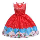 Toddler Girls Sequin Gown Dress Halloween Christmas Girl's Gown Printed Princess Dress