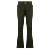 Julia Fox Low Rise Trousers Autumn Winter Sexy Low Waist Casual Trousers