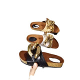 Women Open Toe Sandals Flats Summer Flat Large Size Metal Large Connecting Shackle Slippers