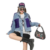 Spring Stitching Single-Breasted Denim Jacket Short Shipment Cardigan Patchwork Women Denim Jacket