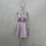 Maddy Euphoria Outfits Sexy Suspenders Wave V-neck Dress Spring and Summer Women's Clothing