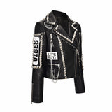 Punk Rock Jacket Rivet Graffiti Punk Pu Jacket