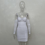 Maddy Euphoria Outfits Long Sleeve Spaghetti-Strap Dress for Women Spring and Summer