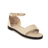 Flat Dress Sandals Summer Square Heel Large Size Buckle Hollow Sandals
