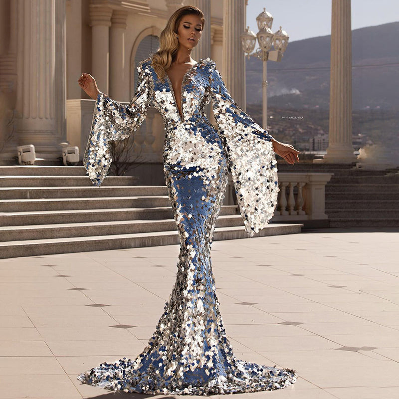Olivia Wilde Dress Sexy Sequins Dress Silver Banquet Dress