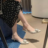 Nude Block Heels Closed Toe Stiletto Sandals