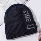 Men Winter Hats Men's Hat Autumn and Winter Solid Color Letter Embroidery