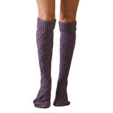 Winter Chunky Cable Thick Knit Thigh High Socks Long Stockings Boot Knitted Garter Fur Ball Woolen Yarn Socks