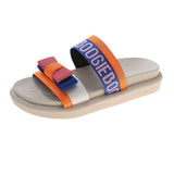 Women Open Toe Sandals Flats Plus Size Bow Platform Slippers Color Matching Casual Slippers