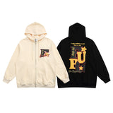 Grafitti Sweatshirts Printed Full-Zip Cardigan Sweater Men's Loose