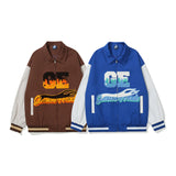 Baby Blue Varsity Jacket Loose Thin Men and Women Baseball Uniform Letter Embroidery