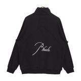 Rhude Hoodie Stand Collar Zipper Embroidery Stitching Sweater for Men and Women Autumn and Winter