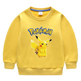 Children Pokemon Pikachu Hoodie Autumn Winter Solid Color with Fur Thick Warm Winter Clothing Top