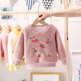 Girl Pullover Sweaters Autumn and Winter Cartoon Velvet Padded Thickened Sweater