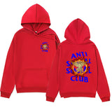 Anti Social Club Hoodie Men's Letter Printed Hoodie Autumn and Winter Fleece-Lined