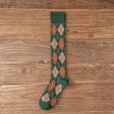 Winter Thick Knit Thigh High Socks Long Stockings Boot Fall Diamond Lattice Thigh High Socks Japanese Harajuku Socks