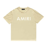 Amiri T Shirt Letter Print Casual Hip Hop round Neck Short Sleeve T-shirt