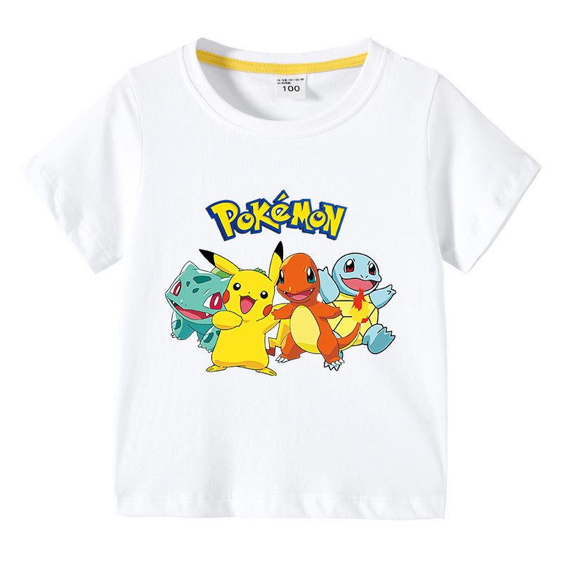 Children Pokemon Pikachu T Shirt Summer Clothing Short Sleeve T-shirt Boy Top